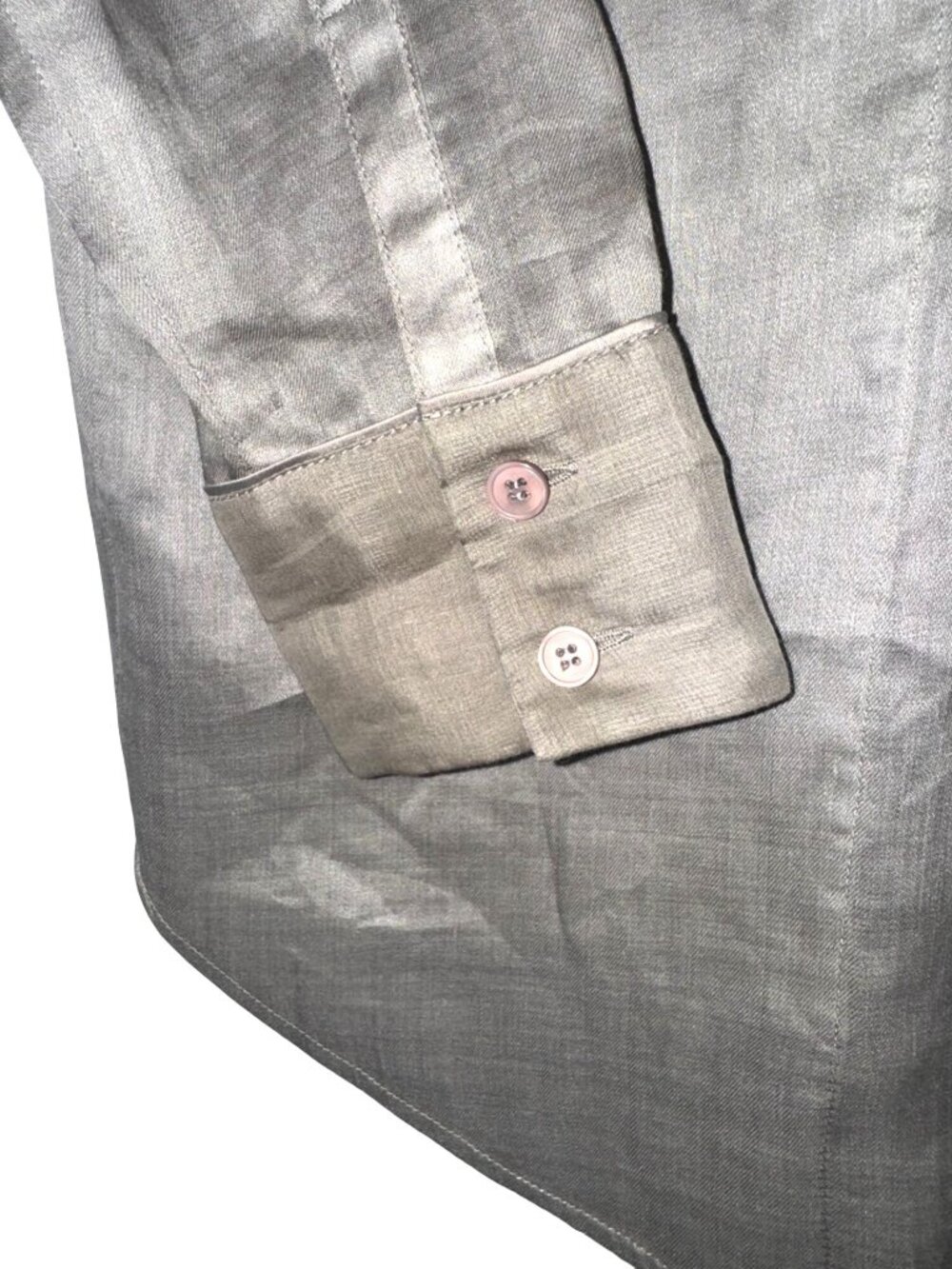 Lafayette 148 New York Womens Long Button-Up Shirt P Taupe Ramie/Tencel - Picture 6 of 8